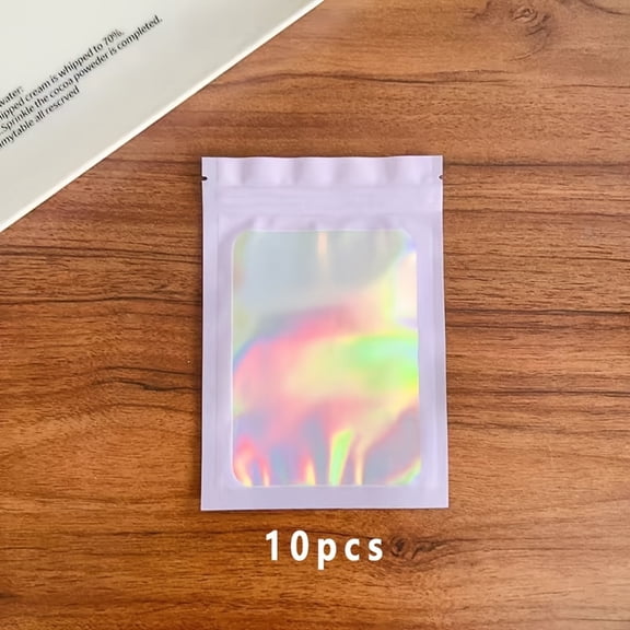 10pcs Color Laser Self Sealing Bags Jewelry Small Card Sticker Nail Clip Toy Gift Package Display Storage Bags - Personal Use And Small Business Supplies
