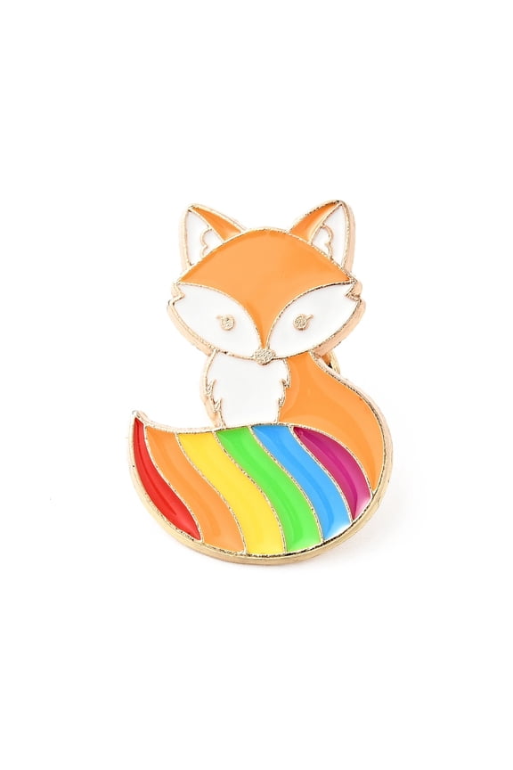 10pcs Colorful Animal Enamel Pin Gold Plated Alloy Badge for Backpack Clothes Fox Pattern 29.5x21x1.5mm
