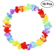 10pcs Colorful Hawaiian Leis Necklace Flower Garland Tropical Luau Party Favors Beach Hula Costume Accessory
