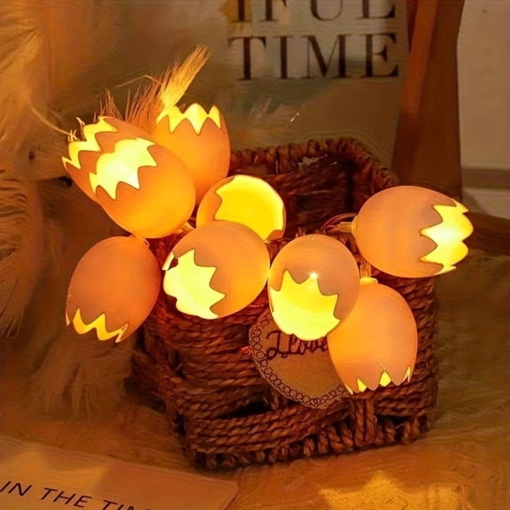 10pcs Colorful LED Cracked Egg Light String - Whimsical Easter Decorations for Indoor & Outdoor Celebrations