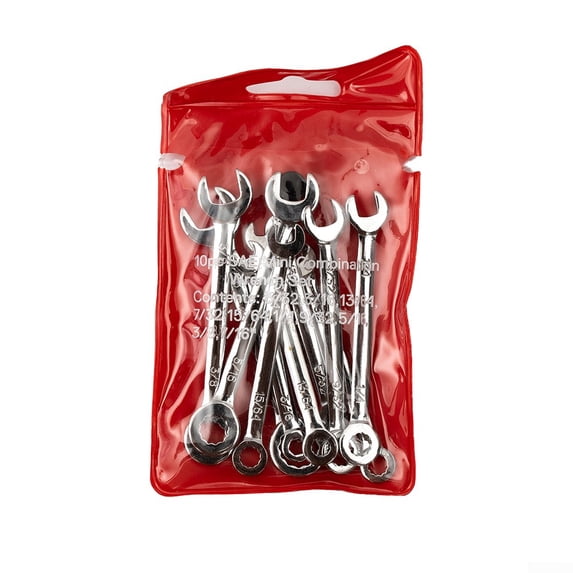 10pcs Combination Spanner Set Small Wrench Metric / SAE Imperial Portable Tool