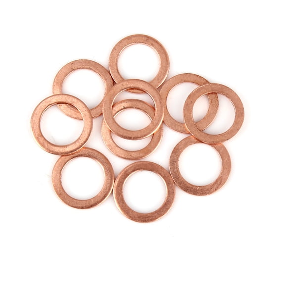 10pcs Copper Washer Flat Sealing Gasket Ring Spacer for Car 0.55"x0.79"x0.06"