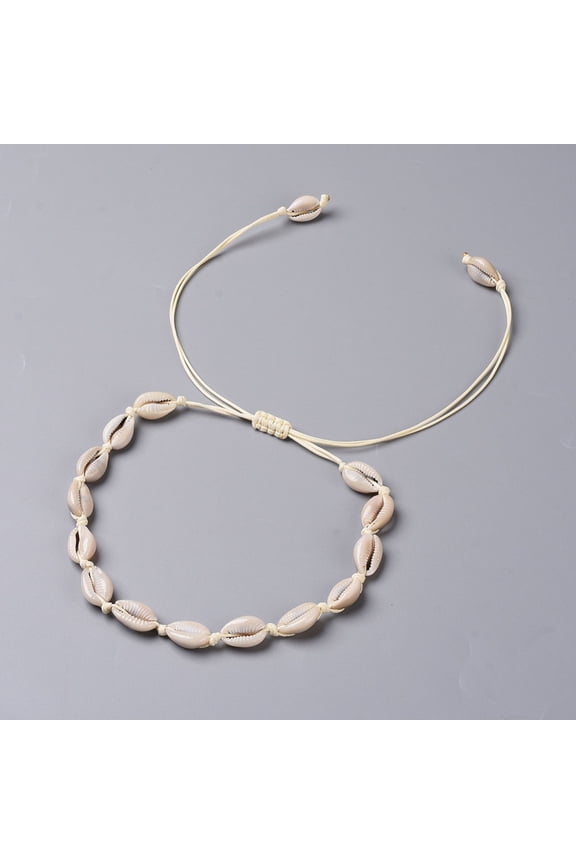 10pcs Cowrie Shell Choker Necklaces Necklaces with Eco-Friendly Korean Waxed Polyester Cord 12.13 inch~26.14 inch(30.8~66.4cm)