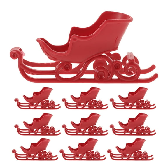 10pcs Craft Santa Sleigh Decor Christmas Accessories Plastic Charms Landscape Decor Plastic Santa Sleigh Decoration Party Favors Plastic Sleigh Decoration