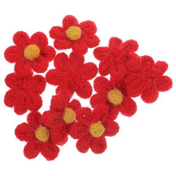 10pcs Creative Flower Designed Yarn Flower Patch Appliques Sewing Patches Sewing Accessory