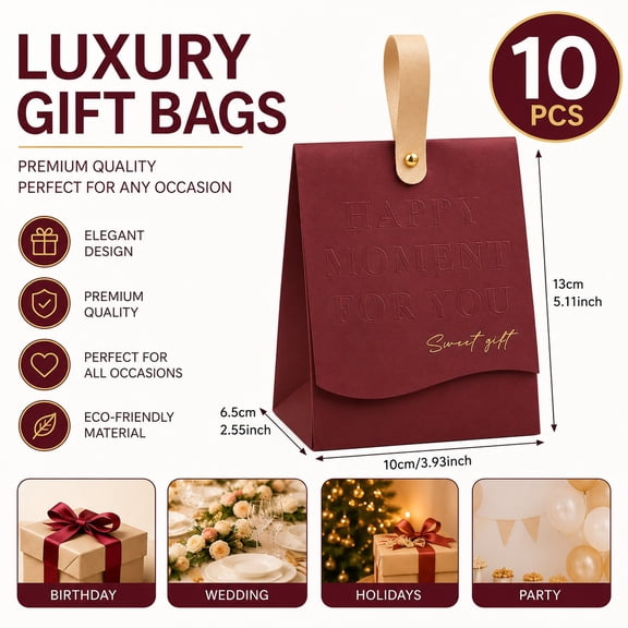 10pcs Creative Leather Portable Gift Box High-end Portable Wedding Candy Paper Box Party Packaging Supplies Paper Box