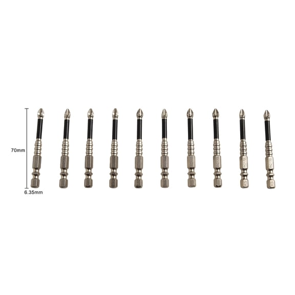 10pcs Cross Magnetic Screwdriver Bit Alloy Steel Anti-Slip Long Drill Bits PH2