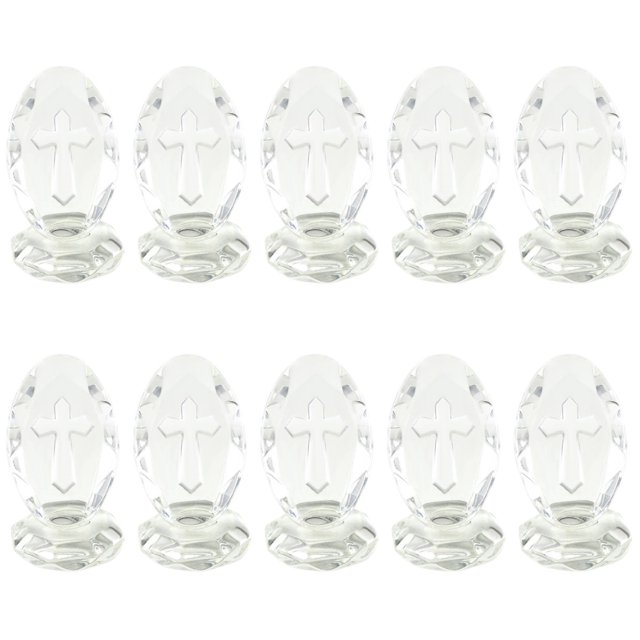10pcs Cross Standing Traditional Cross On Base Clear Glass Tabletop