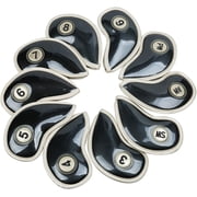 10pcs Crystal Pu Leather Golf Iron Head Covers Set Iron Club Headcover