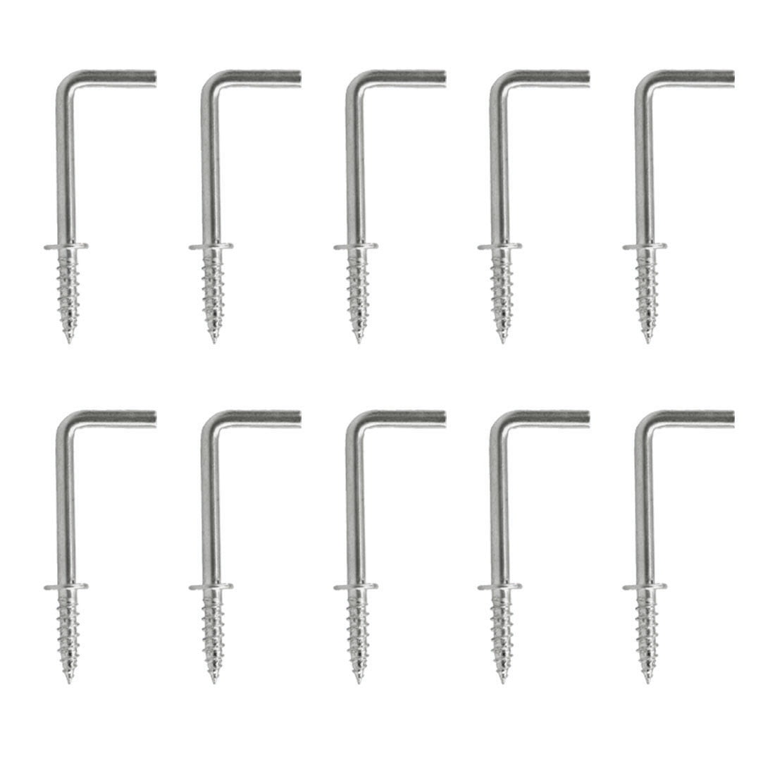 10pcs Cup Hooks Screwin 2 Inch Wall Thread Square Nickel Plating Hooks