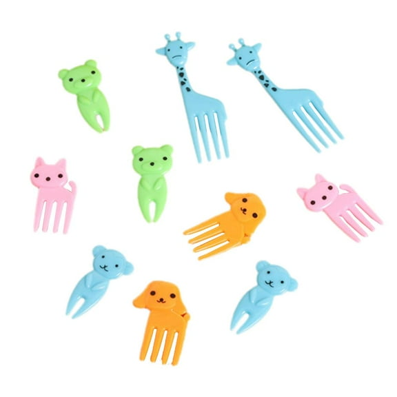 10pcs Cute Animal Fruit Forks Mini Animal Cartoon Food Picks Children Snack Cake Box Lunch Dividers Forks Silicone Dessert Food