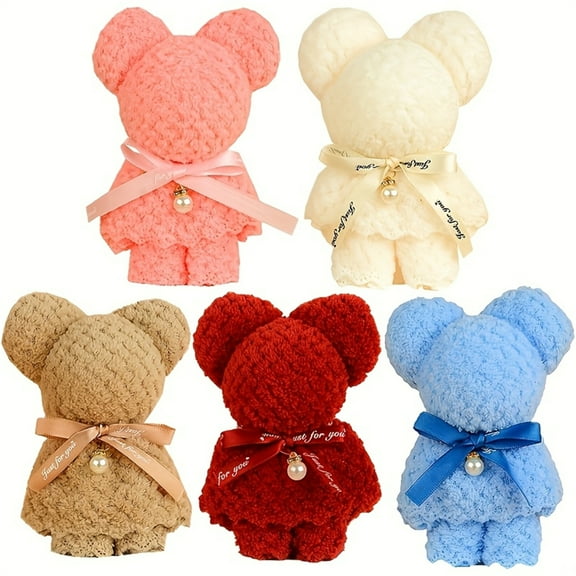 10pcs Cute Bear Towel Gift Set with Transparent Bags - Perfect for Weddings, Birthdays, Mother's Day & Christmas Party Favors