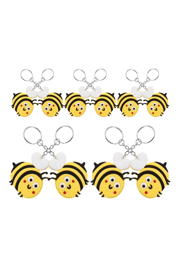 Cute Bee Keychain for Decoration Use Yellow Cartoon Bee Shaped Accessories Made of Silicone and