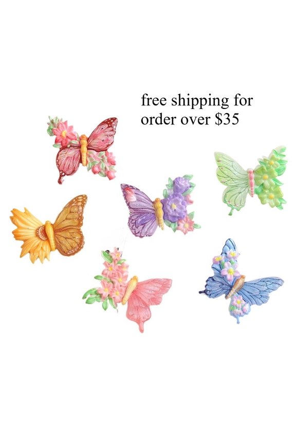 10pcs Cute New Butterfly Flower Design Resin Charms for DIY (3-90)