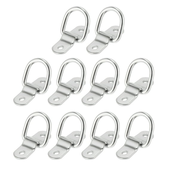 10pcs D Shape Ring Tie Down Anchors 1/4" Diameter Lashing Ring for Truck Boat SUV Vehicle Cars Silver Tone