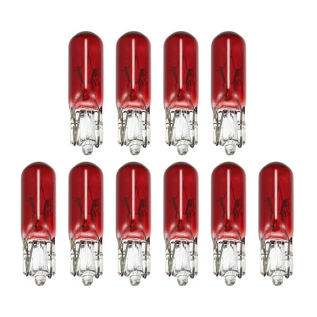 Unique Bargains 10pcs DC 12V T5 W1.2W LED Lights Incandescent Dashboard Light for Car Internal Red