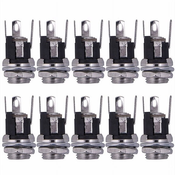 10pcs DC Power Supply Socket Female Panel Mount Connector 5.5x2.1mm New
