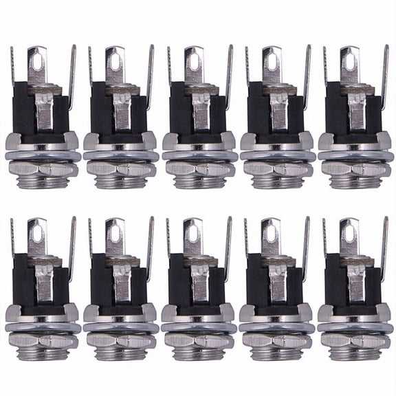 10pcs DC Power Supply Socket Female Panel Mount Connector 5.5x2.1mm New