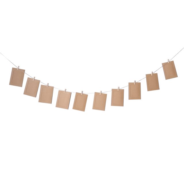 10pcs DIY 6inch Hanging Album Clip Kraft Paper Photo Frame Strings Rope