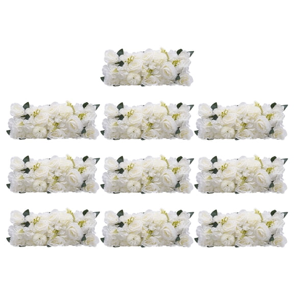 10pcs DIY Tabletop Artificial Flower Row Centerpieces for Wedding Banquet Decor White