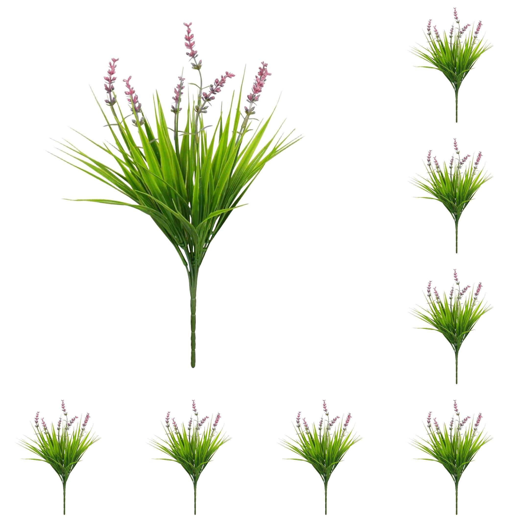 10pcs Dark Purple Artificial Lavender Spring Grass 35x6 cm by Dusknt Outdoor Monkey Flower Pot Plant Decor for Window Garden Patio Hanging Planter