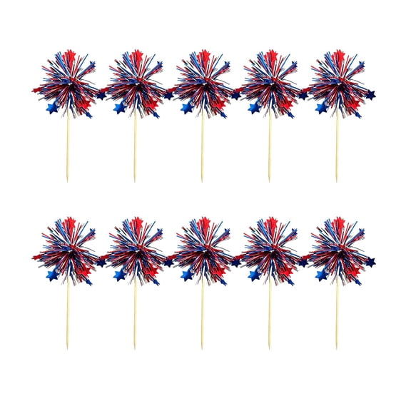 10pcs Dessert Picks for Cake Decoration, Hamburger Picks, Fruit Forks, Independence Day Party Supplies, Cocktail Picks, Sturdy Wooden Skewers for Festive Events