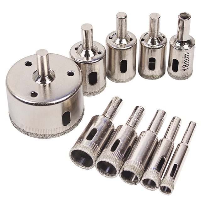 10pcs Diamond Drill Bit Set for Glass Ceramic Tile Stone 6-50mm Hole ...