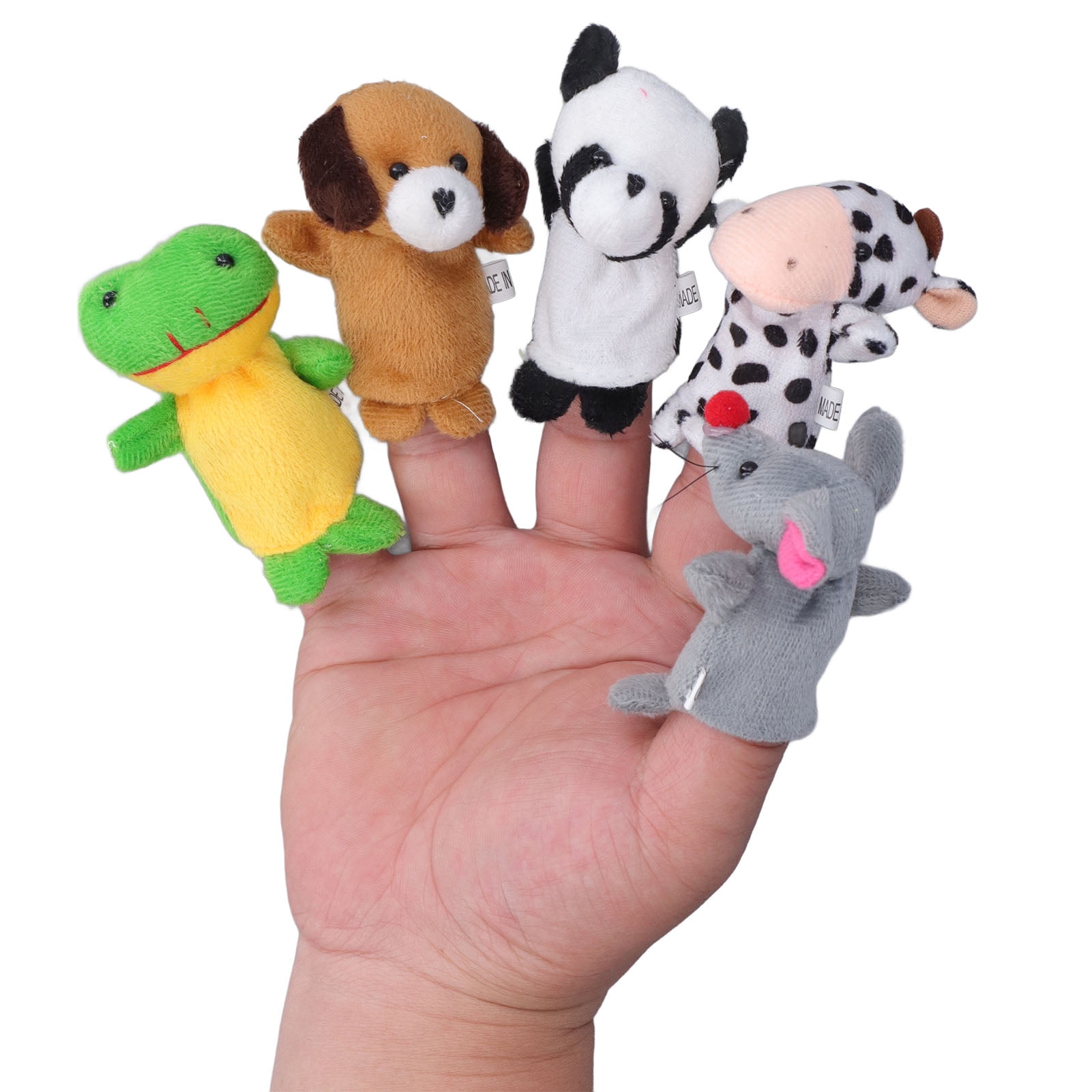 10pcs Different Cartoon Animal Finger Puppets Soft Velvet Dolls Props