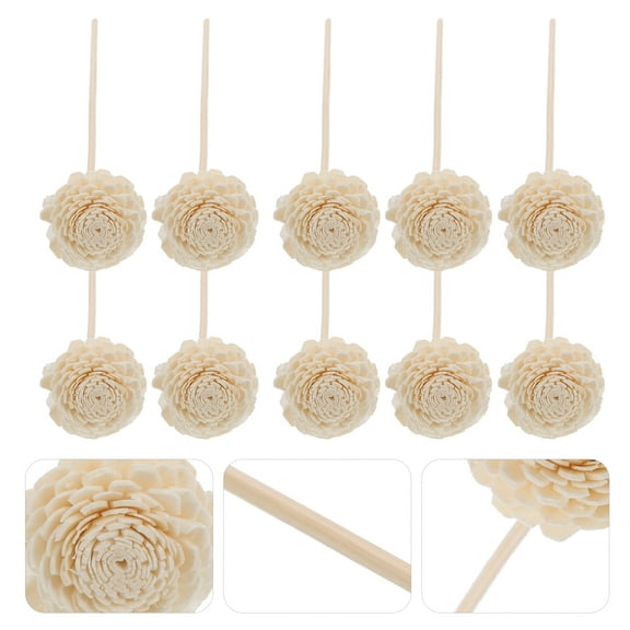 SEWCHICS 10pcs Rattan Diffuser Reeds White Flower Shape Natural Atmosphere Decor