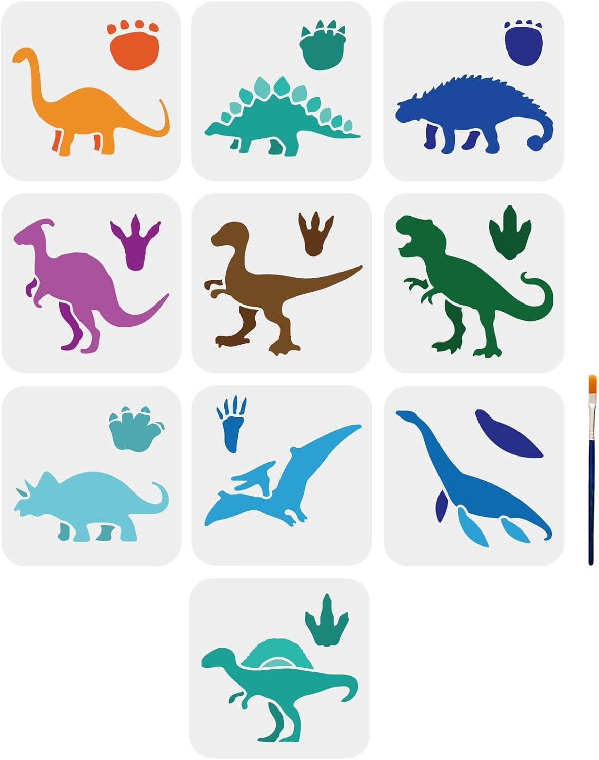 10pcs Dinosaurs Stencils 6×6inch Animal Dinosaurs Painting Templates ...