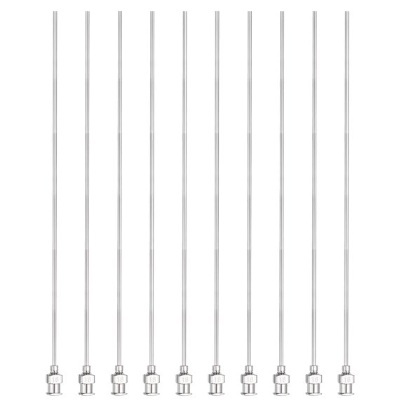 10pcs Dispensing Needles 16 Gauge 6 Inch Stainless Steel Blunt Tip Luer Connector for Refilling Glue Oil Thick Liquids Ink Lab Use, Silver