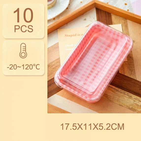 10pcs Disposable Packed Lunch Box with Lid Vegetable Fruit Salad Bento Boxes Takeaway Packaging Cake Box Plastic Food Container