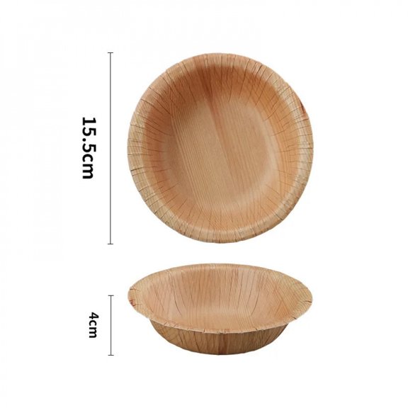 10pcs Disposable Paper Bowls Salad Bowl Disposable Tray Wood Grain Bowls Birthday Family Party Tableware Disposable Container