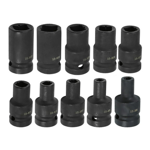 10pcs Double Head Suqare Tap Die Socket Adapter 1/2 '' Driver Screw Threading Tool For Pneumatic Ratchet Wrench Drill M6-M24