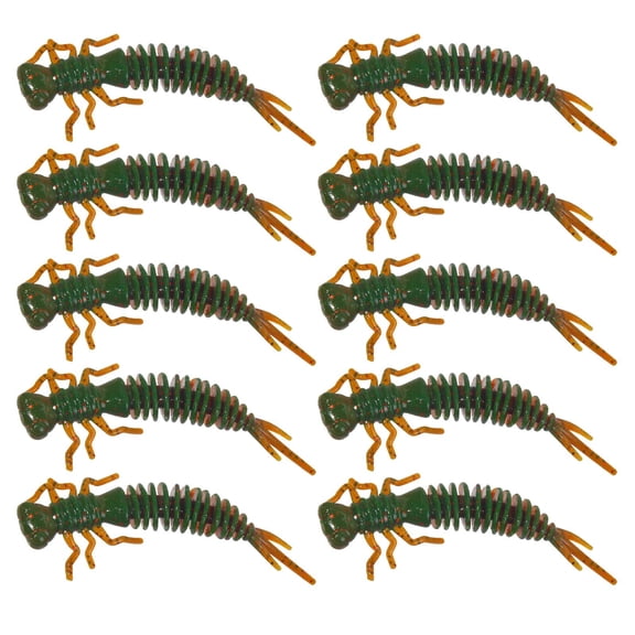 10pcs Dragonfly Larva Soft Silicone Fishing Lures for Bass,Trout,Soft Plastic Fishing Lure Sinking Deepwater Fishing Accessories for Saltwater Freshwater,Army Green