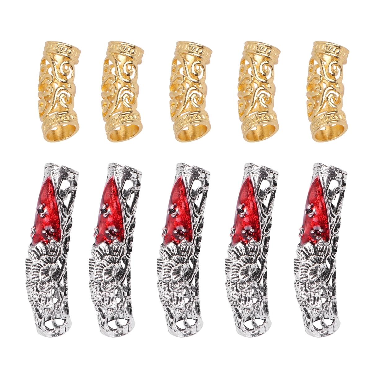 10pcs Dreadlocks Alloy Bended Pipes Hair Cuffs Braiding Tubes Hair