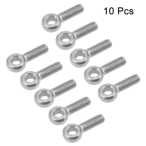 10pcs Durable M6 Silver Stainless Steel 304 Lifting Thread Hook Lifting Eye Bolt Metric Thread Eyebolt 10PCS