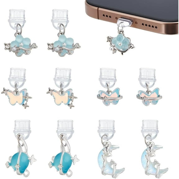 10pcs Dust Plug Charm Anti Dust Plugs Dustproof Plugs USB C Port Cap Protector Phone Pendants for Most Type C Phone grey