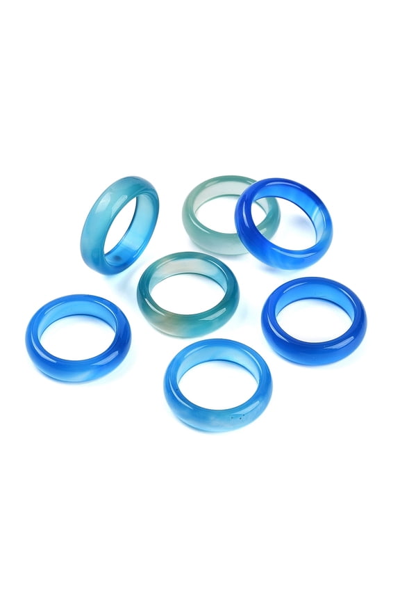 10pcs Dyed & Heated Agate Finger Rings for Women Deep Sky Blue 5.5mm Inner Diameter: 17~17.5mm