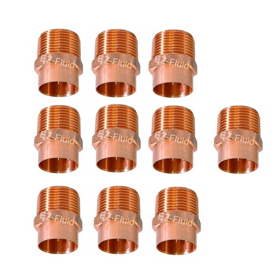 (10pcs) EZ-FLUID Plumbing 1/2" C X MIP LF Copper Male NPT Adapter Pressure Copper Fittings,Sweat Solder Connection for Residential,Commercial Tube Pipe