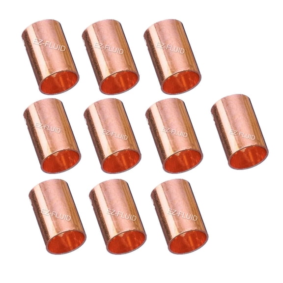 (10pcs) EZ-FLUID Plumbing 3/4" C X C LF Copper Slip Coupling Pressure Copper Fitting Without Stop,Sweat Solder Connection for Residential,Commercial