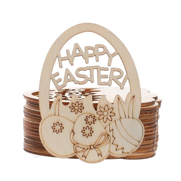 10pcs Easter Wooden Hanging Ornaments Unfinished Wood Slices Eggs Hollow Out, Easter Crafts for Kids DIY Easter Decorations Party Supplies Decor