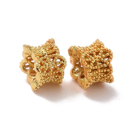 10pcs Eco-friendly Brass European Beads Large Hole Beads Cadmium Free & Lead Free Long-Lasting Plated Flower Golden 5.5x4.4mm Hole: 2mm