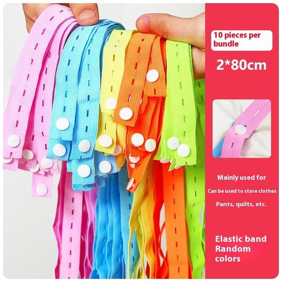 10pcs Elastic Bands Nylon With Button Hole Elastic Webbing DIY Craft Sewing Garment Trousers Accessories Organizers