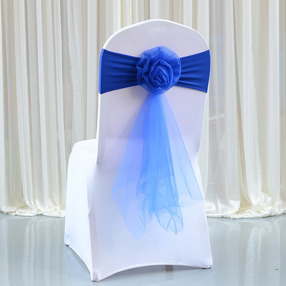 10pcs Elastic Flower Chair Sashes Cover Bands for Wedding Party Hotel