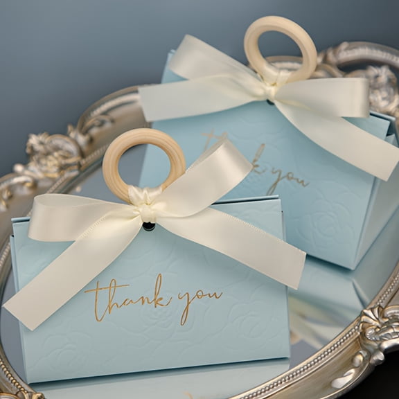 10pcs Elegant Foldable Paper Gift Box with Handle - Thank You Gift Box for Weddings, Birthdays, Mother'S Day, Valentine'S Day, Christmas, And Various Celebrations