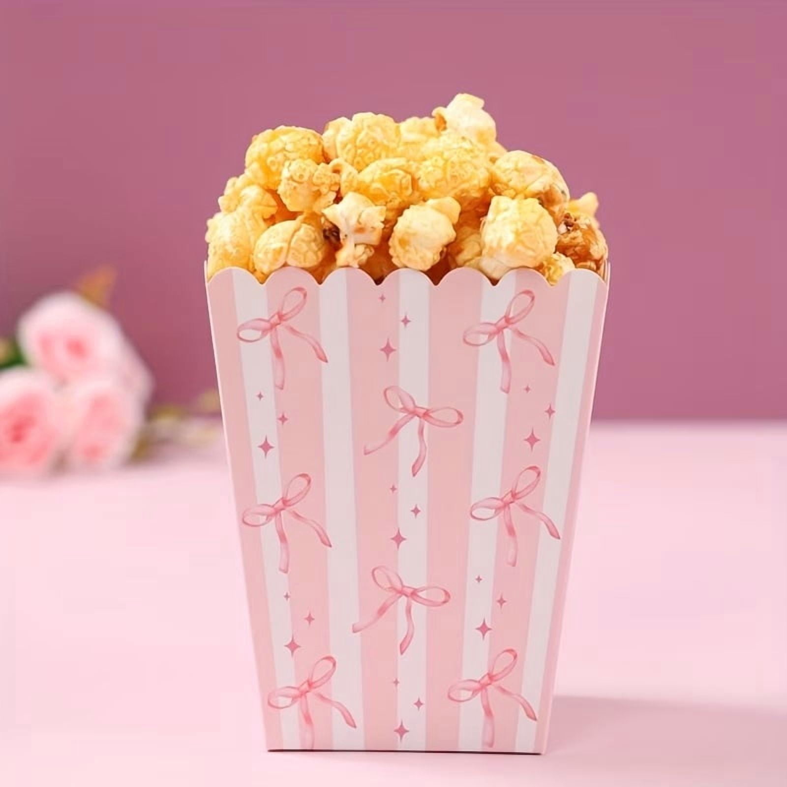 10pcs Elegant Pink Bowknot Popcorn Boxes - Stylish Party Favor ...