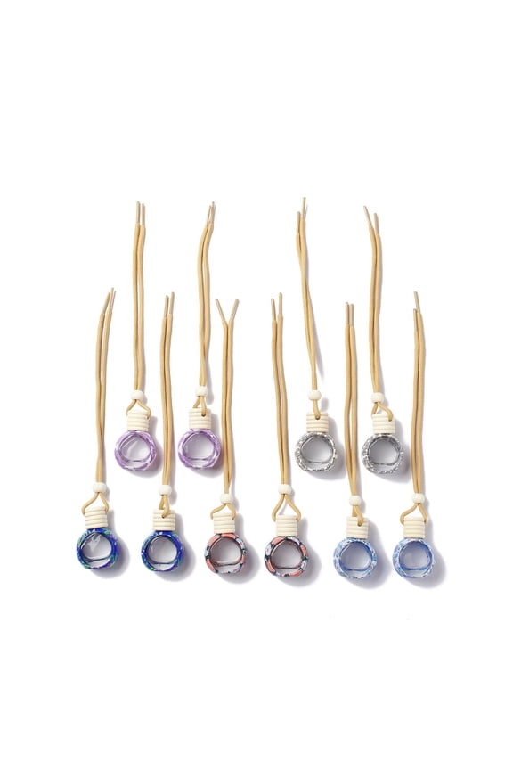 10pcs Empty Glass Perfume Bottle Pendants Aromatherapy Fragrance Essential Oil Diffuser Polymer Clay Flower Ornament Mixed Color 255mm