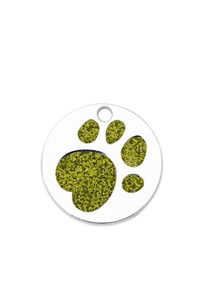 10pcs Enamel Pendants with Platinum Plated Alloy Findings and Glitter Powder Flat Round with Dog Paw Prints Olive Drab 25x1.7mm Hole: 2.6mm