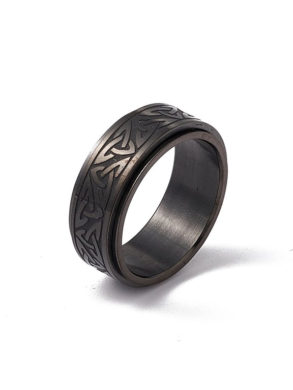 10pcs Enamel Sailor's Knot Pattern Rotating Spinner Ring 304 Stainless Steel Fidge Band Ring for Anxiety Stress Relief Gunmetal Size 7(17.3mm)